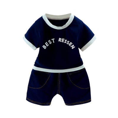 

2Pcs Infant Baby Boys Girls Letter T-Shirt TopsDenim Shorts Clothes Set Outfits