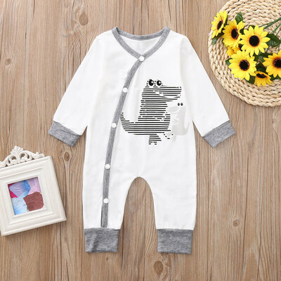 

Newborn Baby Girls Boys Long Sleeves Crocodile Print Romper Jumpsuit Kid Clothes