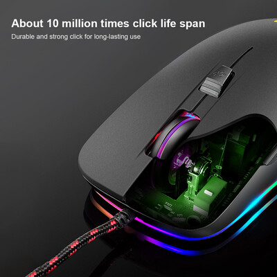 

Free Wolf Wired Gaming Mouse 5 Adjustable DPI 4000DPI Gaming Mice with 6 Programmable Button&Breathing RGB Backlit