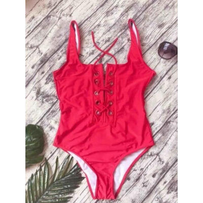 

Womens One-Piece Bandage Push-up Bikini Monokini Beach Swimsuit Bathing Swimwear Red