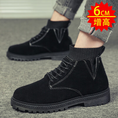 

Mens shoes fall Korean version of the trend high help Martin English style tooling desert boots khaki socks boots