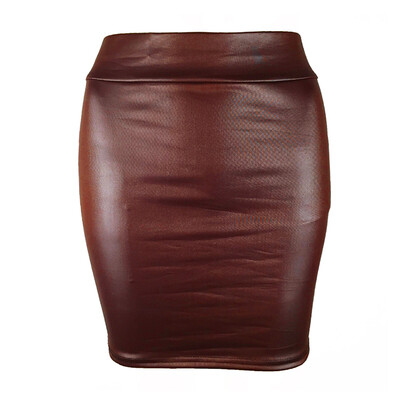 

Womens Hips Wrapped Faux Leather Sexy Mini Skirt Business Office Work Bottoms
