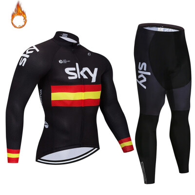 

2018 pro team Sky winter thermal fleece cycling jersey bicycle clothing set ropa ciclismo invierno MTB bike jersey bib pants kit