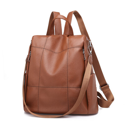 

Anti-theft shoulder bag female 2018 tide wild shoulder slung dual-use female bag fashion soft leather backpack female