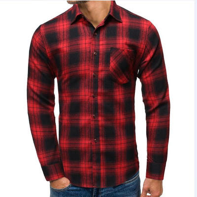 

Flannel Male Slim Plaid Shirt Men\s Casual Long-sleeve Tops Shirt