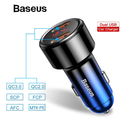

Baseus Quick Charge 40 30 Car Charger For Xiaomi Mi 9 Redmi Note 7 Pro 45W PD Fast Phone Charger in car AFC SCP For Huawei P30