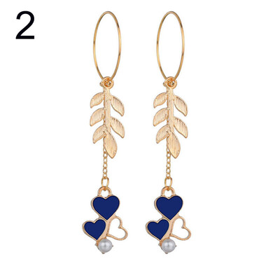 

Fashion Women Hollow Circle Heart Leaf Long Chain Dangle Hoop Earrings Jewelry