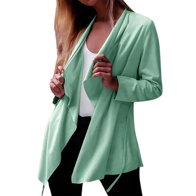 

Toponeto Womens Ladies Solid Turn Down Collar Cardigan Long Sleeve Thin Coat Outerwear