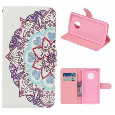 

MOONCASE MOTO X 2017 painted pattern leather case - half flower