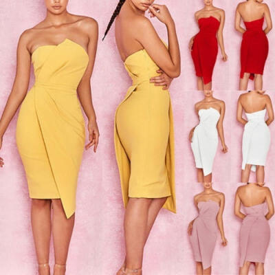 

Hot Women&acutes Bodycon Slim Sleeveless Off Shoulder Evening Party Cocktail Pencil Mini Dress