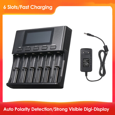 

LiitoKala Lii-S6 DC 12V 3A 6Slots Intelligent Batterys Chargers Kit 12V 3A Adapter for 37V Li-Ion 38V IMR 12V Ni-MHCd 32V LiF