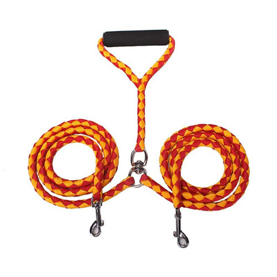 

140CM Hand-Made Double Dog Leashes For Two Dogs Braided Tangle Free Double Dog Leash Coupler For Training Two Dogs