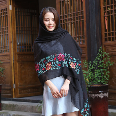 

2018 summer new cotton&linen embroidery scarf Nepal retro national wind shawl sunscreen beach towel