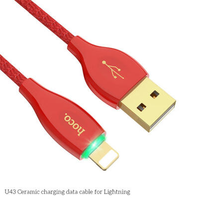 

HOCO U43 Ceramic Lightning To USB Charging Data Sync Cable With LED Indicator Light For Apple IPHONE