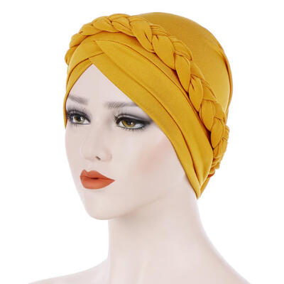 

Fashion Women Solid Color Braid Muslim Hijab Turban Head Wrap Hat Chemo Cap