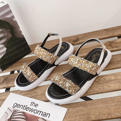

Sports sandals female fashion muffin water drill 2019 summer new hundred lap students ins super hot thick soled Roman shoes
