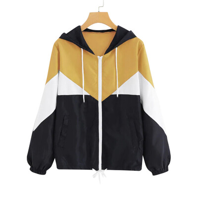 

Roseonmyhand Women Autumn Long Sleeve Thin Skin suits Hooded Zip Stitching Coat