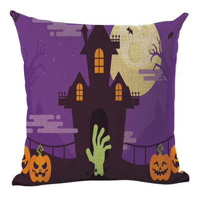

New Halloween Multi Designs Decorative Throw Pillow Cover Flax Square Pillow Case Witch for Home Bar Halloween Selling Supplies