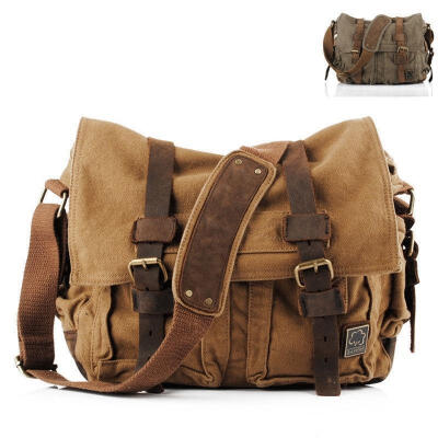

FASHION NWT Men Women Canvas Cow Leather Shoulder Bag Messenger Bag School Bag