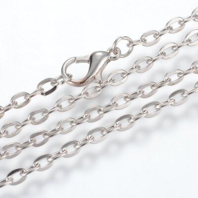 

Iron Cable Chains Necklace Makings with Lobster Clasps Unwelded Platinum 236"60cm