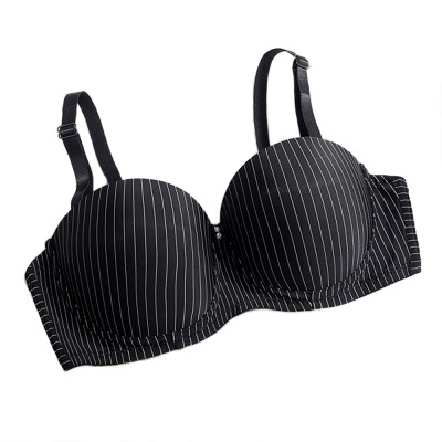 

Women Push Up Lingerie Brassiere 12 Cup Thick Bra Solid Underwear Casual Striped Bralette Adjusted-straps Sweet Girl Bra Top