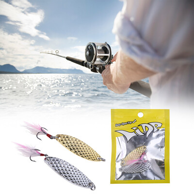 

Saidsome Metal Spinner Spoon Hard Baits Sequins With Feather Treble Hook Fishing Lure 7g fishing bait fishing lure