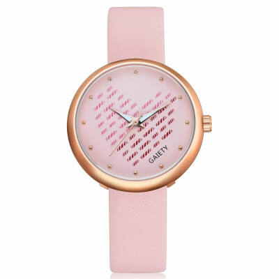 

GAIETY Women\s Rose Gold Tone Peach Heart Design Leather Band Watch G533