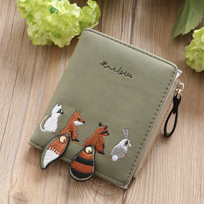 

Womens Wallet Lovely Cartoon Animals Mini Wallet Leather Female Coin Purse Card Holder Hasp Zipper Money Bags