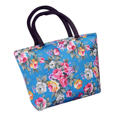 

Reusable Shopping Bag Eco Women Handbag Foldable Beach Bag Daily Use Shoulder Bag Flower Printed Casual Canvas Tote Satchel YJ