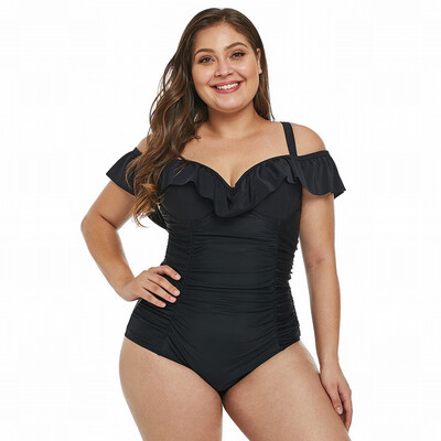 

Large size bikini black high waist one-piece swimsuit