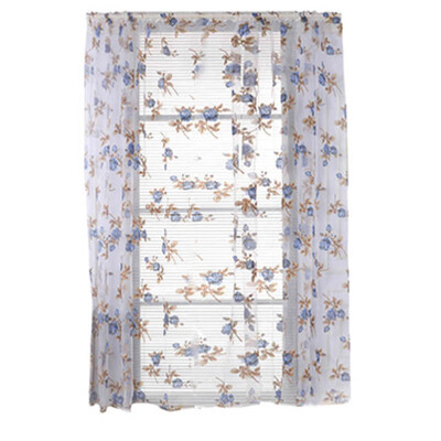 

Rose Floral Tulle Clear Window Screening Drape Valances Curtain