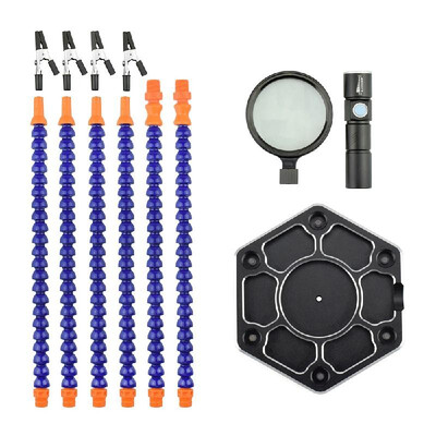 

Multifunctional Soldering Helping Hands with 6pcs Flexible Arms Flashlight&25x Magnifier for Circuit Board Welding Auxiliary T