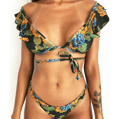 

Women Floral Flower Bikini Set Push-up Padded Bra Swimsuit Swimwear Beachwear Bathing Suit Hot