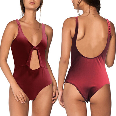 

Roseonmyhand Women Solid Beachwear Hollow 1 Piece Bandage Bikini Swimsuit Bathing Suit