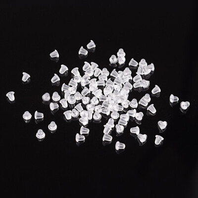 

Clear Soft Plastic Earring Back Stopper Ear Nut Findings 4x4mm Hole 1mm