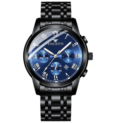 

Gobestart New Luxury Men Fashion Stainless Steel Calendar Multi Needle Sports Quartz Watch