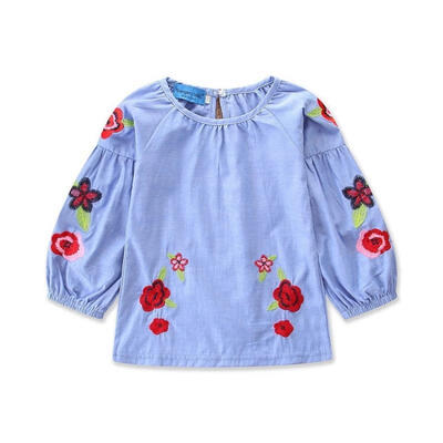

2018 Fashion Baby Girl Kids Newborn Toddler Floral Denim Dress Party Pageant Dress Clothes