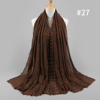 

Solid color high quality hairy cotton yarn pearl accessories headscarf cotton&crease monochrome womens scarf hot sale