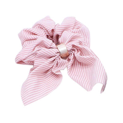 

Simple Striped Bowknot Elastic Hair Ring Rope Women Ponytail Holder Headwear