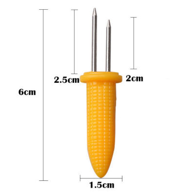 

New Hot Home Cooking Small Skewers Corn Shaped Skewers for BBQ Twin Prong Sweet Corn Fruit Holder Stainless Steel