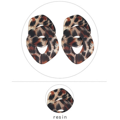 

Solememo New ZA Leopard Print Long Dangle Earrings Double Buckle Earrings For Women Vintage Big Drop Earrings Wholesale E5532