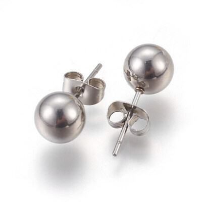 

304 Stainless Steel Ear Studs Round Stainless Steel Color 20x8mm Pin 1mm 12pairscard