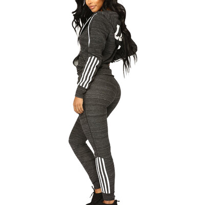 

Roseonmyhand Fashion Women Casual Stripe Zipper Long Sleeve Pullove Sport TopsLong Pants Set