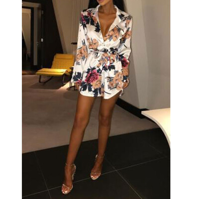 

Womens Floral Satin Long Tops Blouse Ladies Summer Beach Party T Shirt Dress