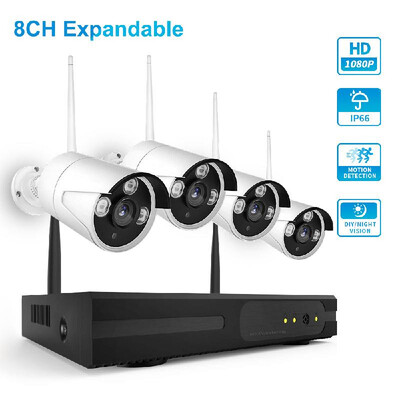 

K9604 8CH NVR4 Cameras Wireless NVR Kit Security Surveillance System 20MP 1080P HD WIFI Home Security Camera Monitor Night Visio