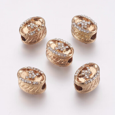 

Alloy European Beads Large Hole Beads with Rhinestone Oval Light Gold 13135x95x9510mm Hole 4mm