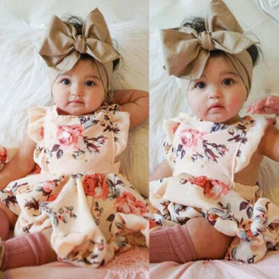 

US Newborn Infant Kids Baby Girl Floral Summer Romper Dress Playsuit Clothes Set