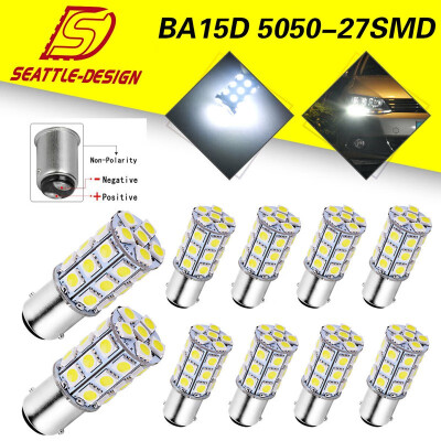 

10x Pure White BA15D 27SMD 5050 RV Camper DRL LED Light Bulbs 1076 1178 12V