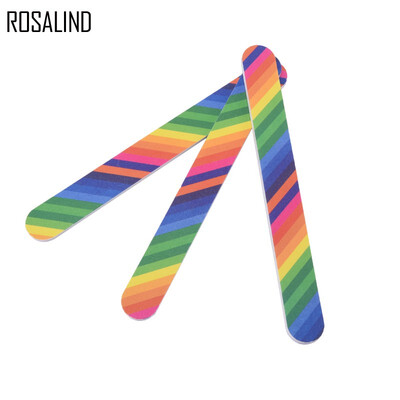 

ROSALIND 1PC Rainbow Nail File Nail Tools Accessories Print Small Rough Manicure