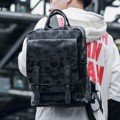 

Ai Guai Mens Backpack Korean Backpack Mens Leisure Travel Bag Camo Junior&Senior High School Students Backpack Men